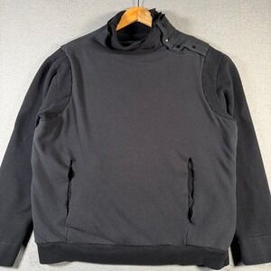 Drifter Black Contrast Sleeve‎ Mock Neck Pullover Sweatshirt Womens XL Heavy